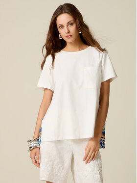 Oltre Oltre T-Shirt G072J004614N0S1 Biały Over Fit