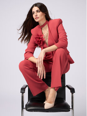 Oltre Oltre Pantaloni di tessuto P295R108420N006 Rosso Baggy Fit