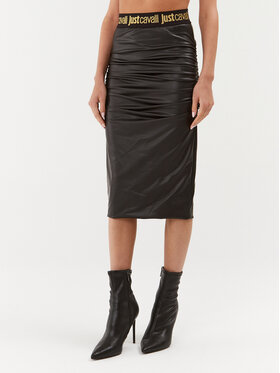 Just Cavalli Just Cavalli Suknja od imitacije kože 75PAE805 Crna Slim Fit