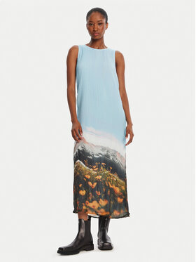 Desigual Desigual Každodenné šaty Plisado Paisaje 25WWVW07 Modrá Regular Fit