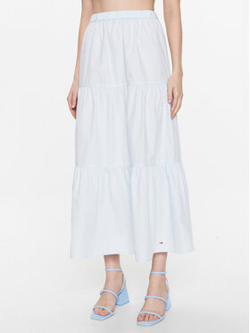 Tommy Jeans Tommy Jeans Suknja Poplin Tiered DW0DW15195 Plava Regular Fit