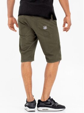Jigga Wear Jigga Wear Szorty materiałowe Krótkie Spodenki Materiałowe Oliwkowe / Białe Jigga Wear Crown L Khaki Regular Fit