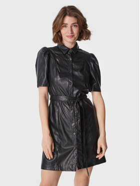 DKNY DKNY Sukienka z imitacji skóry DD1G4074 Czarny Regular Fit
