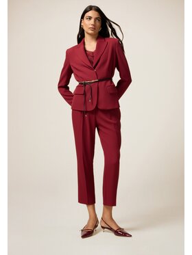 Oltre Oltre Spodnie materiałowe P020R108777N036 Bordowy Regular Fit