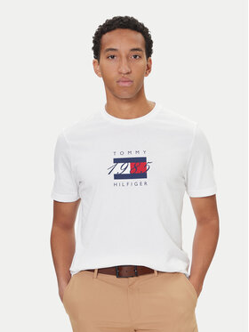 Tommy Hilfiger Tommy Hilfiger Tričko Linear Flag MW0MW41338 Biela Regular Fit