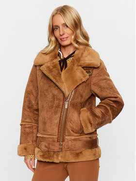 Maryley Maryley Cappotto in shearling 23IB808/7ZCU Marrone Regular Fit