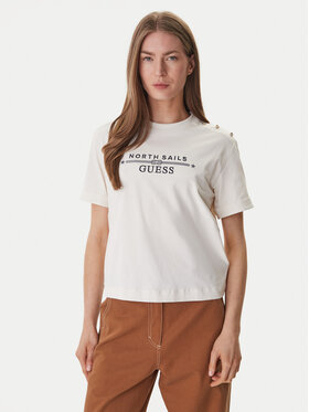 Guess Guess T-Shirt GUESS x NORTH SAILS W6GI03 K2657 Εκρού Relaxed Fit