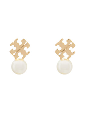 Tory Burch Tory Burch Обици LOGO AND PEARL STUD EARRINGS 184421 Златист