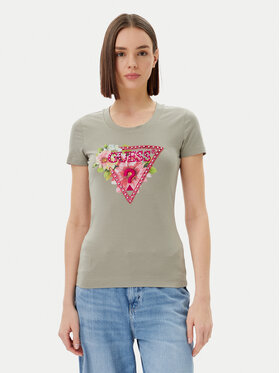 Guess Guess T-Shirt W5GI10 J1314 Πράσινο Slim Fit