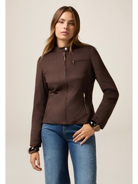 Oltre Oltre Kurtka z imitacji skóry R363R002247N022 Brązowy Slim Fit