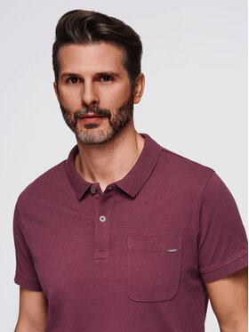 Ombre Ombre Polo OM-POWS-0142 Bordowy Regular Fit
