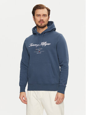 Tommy Hilfiger Tommy Hilfiger Džemperis ar kapuci Script Logo MW0MW33631 Zils Regular Fit