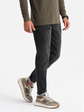 Ombre Ombre Jeansy OM-PADP-0161 Černá Slim Fit