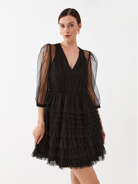 TWINSET TWINSET Kokteiļkleita 232TP2641 Melns Regular Fit