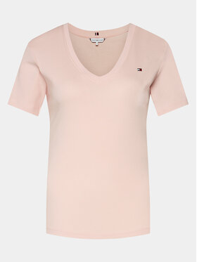 Tommy Hilfiger Tommy Hilfiger T-shirt New Slim Cody V-Neck Ss WW0WW40584 Ružičasta Slim Fit
