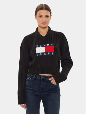 Tommy Jeans Tommy Jeans Pullover Center Flag DW0DW18528 Schwarz Relaxed Fit