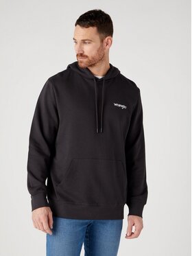 Wrangler Wrangler Bluza LOGO HOODIE Czarny Regular Fit