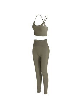 Yeaz Yeaz Komplet top i legginsy CHARM Zielony Slim Fit