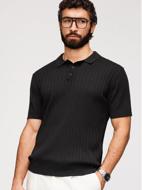 Ombre Ombre Polo OM-POSS-0169 Czarny Slim Fit