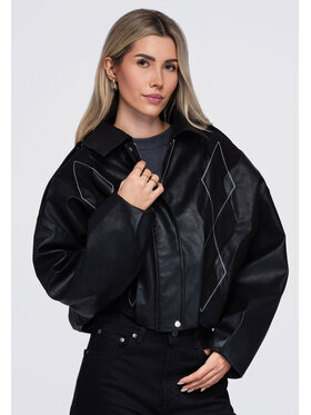 Ombre Ombre Kurtka przejściowa OW-JT-E0004 Czarny Relaxed Fit