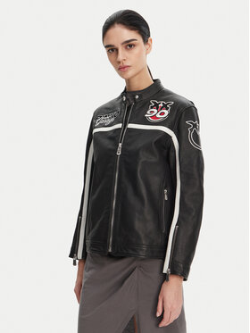 PINKO PINKO Lederjacke 105296 A2N5 Schwarz Regular Fit