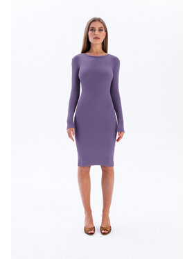 Nudyess Nudyess Sukienka dzianinowa Eos mimi z prążka Fioletowy Fitted Fit