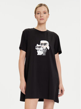 KARL LAGERFELD KARL LAGERFELD Noční košile A3W45007 Černá Regular Fit