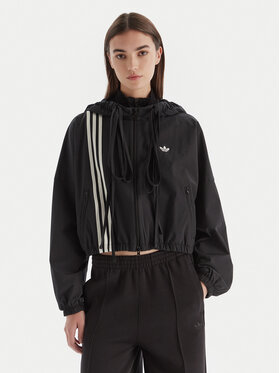 adidas adidas Prijelazna jakna Ribbon Off Placed 3-Stripes JX2698 Crna Oversize