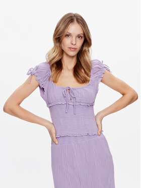 BDG Urban Outfitters BDG Urban Outfitters Marškinėliai BDG NOVA RUCHED BLOUSE 76465863 Rožinė V-Neck Fit