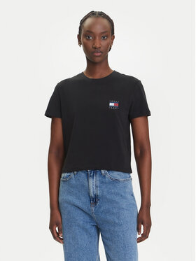 Tommy Jeans Tommy Jeans T-krekls Flag DW0DW21423 Melns Regular Fit