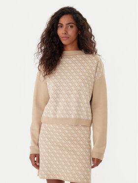 Guess Guess Bluză cu gât W5BR23 Z3JD2 Bej Relaxed Fit