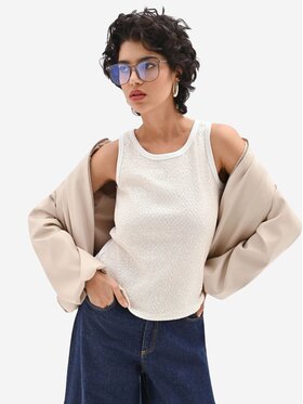 Rinascimento Rinascimento Τοπ Canotta con paillettes all over Λευκό Regular Fit