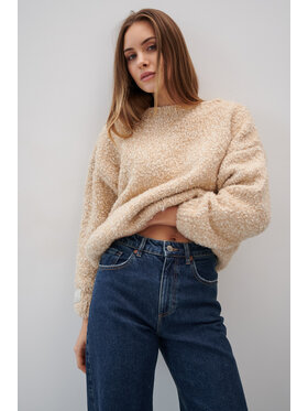 Fobya Fobya Sweter F2050 Beżowy Basic Fit