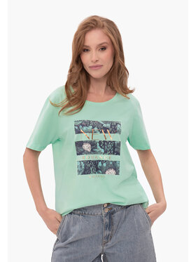 Volcano Volcano T-Shirt T-ROMANCE Zielony Regular Fit