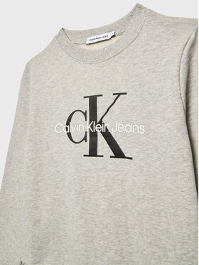 Calvin Klein Jeans Majica Dugih Rukava Monogram Logo IU0IU00265 Siva Regular Fit