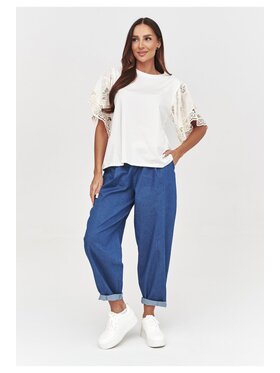 Makadamia Makadamia Bluzka C59 Biały Loose Fit