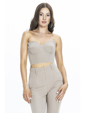 Angelika Józefczyk Angelika Józefczyk Gorset Top Gorsetowy Sanremo Beż Beżowy Skinny Cropped Fit