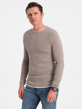 Ombre Ombre Sweter OM-SWSW-0103 Beżowy Classic Fit