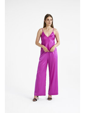 Because-M Because-M Top Satynowy Jedwabny Różowy Regular Fit