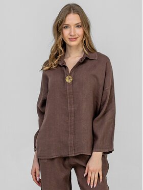 Perso Perso Bluzka CHCE265662 Brązowy Regular Fit