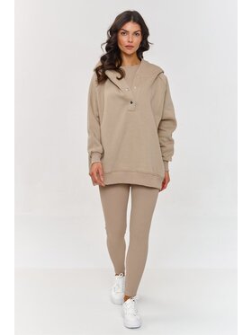 Makadamia Makadamia Komplet bluza, bluzka i legginsy A8 Beżowy Loose Fit