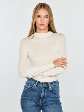 BIG STAR BIG STAR Longsleeve PELA Kremowy Slim Fit