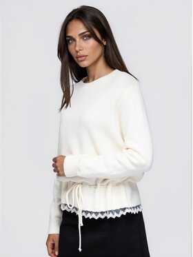 Ombre Ombre Svetr OW-SW-E0070 Světle béžová Relaxed Fit