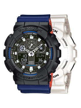 Casio Casio Zegarek SET GA-100B-7AER + BEZEL 10358741 + PASEK 10527467 Niebieski