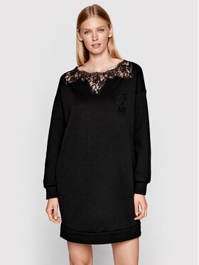 Ermanno Firenze Ermanno Firenze Úpletové šaty Q016ED4 Černá Relaxed Fit