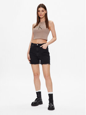 Calvin Klein Jeans Top J20J221564 Rjava Cropped Fit