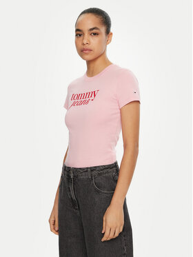 Tommy Jeans Tommy Jeans T-Shirt Essential DW0DW19447 Rosa Slim Fit