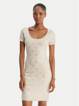 Guess Guess Trikotažinė suknelė W6RK92 Z3JD2 Smėlio Regular Fit