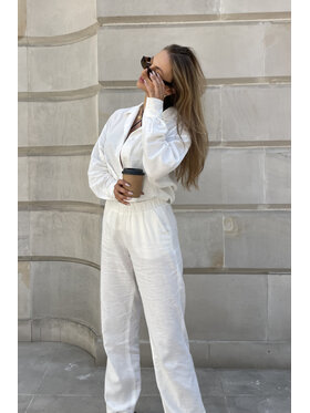 La Mania La Mania Společenské kalhoty COAST LOVE 2 Bílá Classic Fit