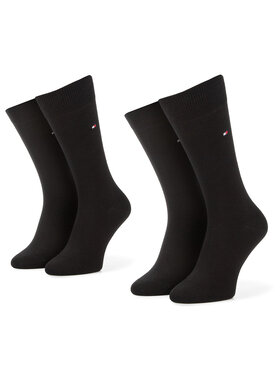 Tommy Hilfiger Tommy Hilfiger Sada 2 párů pánských vysokých ponožek 371111 Černá